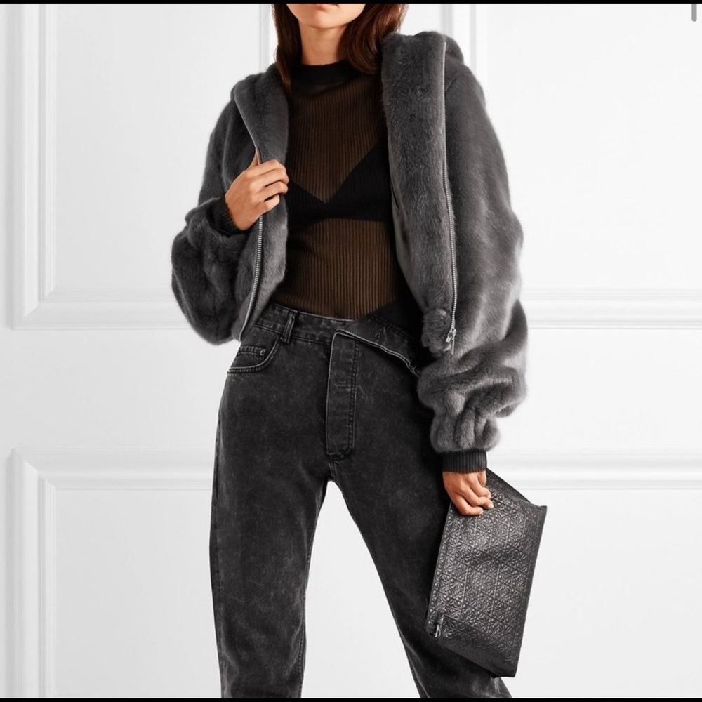 Helmut Lang Faux Fur Bomber Jacket Size Large